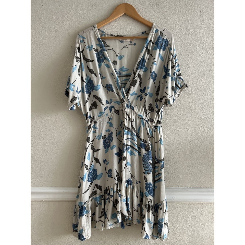 Beachgold Floral Flare Hem Dress Tasseled Women's Medium Boho Beach Vacation